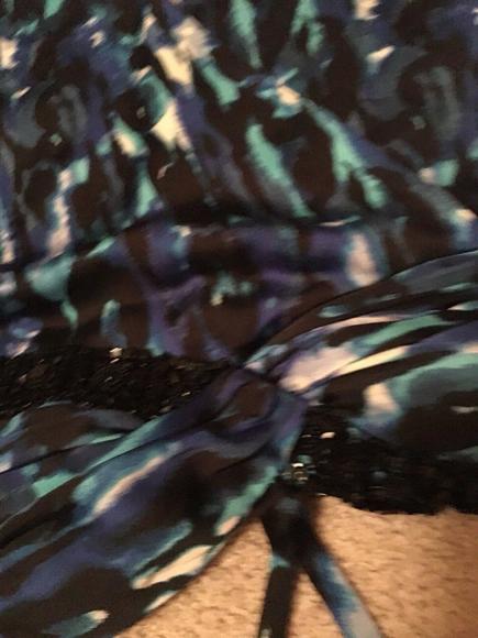 Bebe Shirt Top Size S Small Multi Color Blue / Black Halter Top - Picture 3 of 7